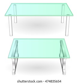 Set icons furniture modern glass table vector illustration isolated on white background.