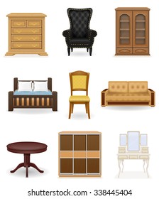 set icons furniture vector illustration isolated on white background