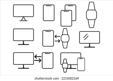conjunto de iconos con vector gadgets, ilustración
