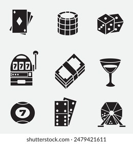 set of icons gambling good for logo, symbol, silhouette design