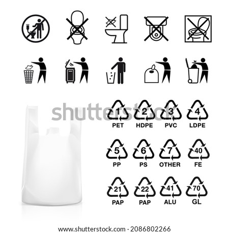 Set of icons for garbage, wipes, tissue and recycling. Ideal for use in design, packaging, etc. Ready for use in your design. EPS 10.	