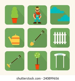 set of icons for the garden