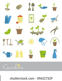 Set of icons of garden