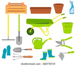 Set of icons garden tools isolated on white background. Vector illustration