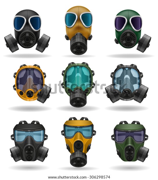 set icons gas mask vector illustration\
isolated on white\
background
