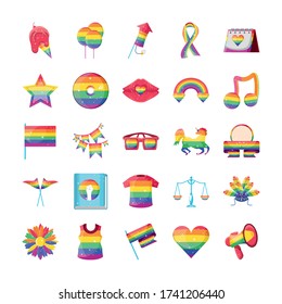 set of icons gay pride vector illustration design
