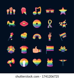 conjunto de iconos diseño de ilustración del vector de orgullo gay