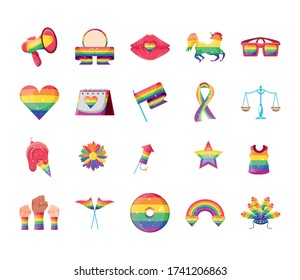 set of icons gay pride vector illustration design