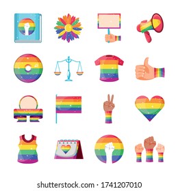 conjunto de iconos diseño de ilustración del vector de orgullo gay