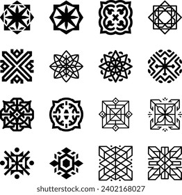 Set of icons, geometric logo isolated white Background
