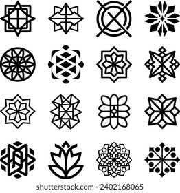 Set of icons, geometric logo isolated white Background