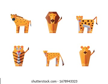 set of icons geometric wild animals vector illustration design