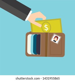 set of icons 
getting money from a wallet