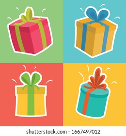 Set of icons of gift boxes