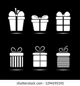 Set of icons of gift boxes on isolited background. Holiday gifts. Vector illustration
