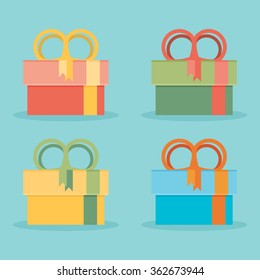 Set of icons of gift boxes - stock vector
