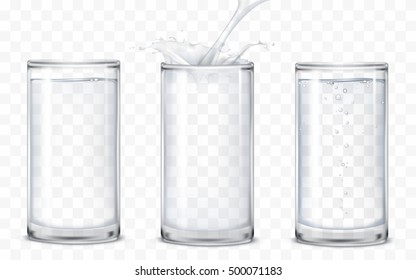 Set of icons glasses with a drink