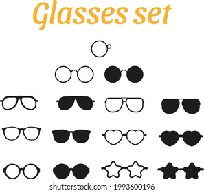 Set of icons glasses vector