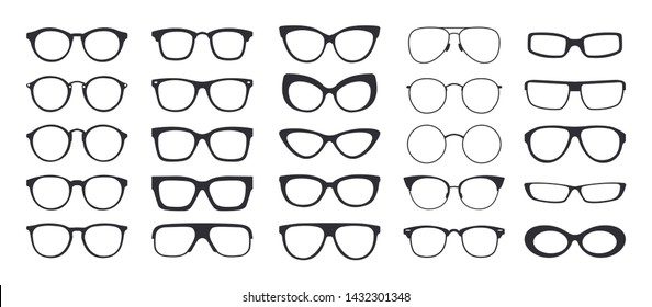 Set of icons glasses. Vector illustration.