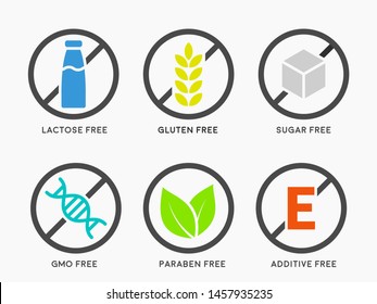 Set Icons Gluten Free Lactose Free Stock Vector (Royalty Free ...