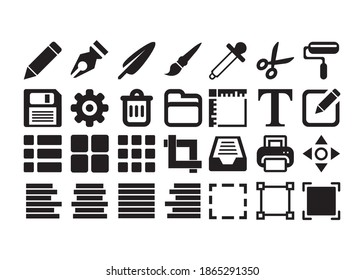 Set icons of graphic design. Simple ,modern, Creative Process. Graphic design, creative package, stationary, software and more