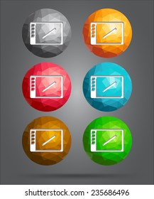 set of icons graphic tablet