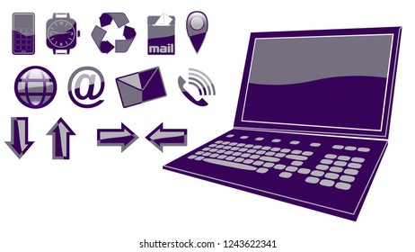 set of icons in gray-purple tones for business promotion. vector image