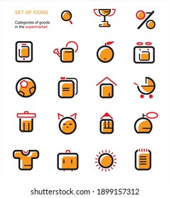 A set of icons for a grocery store or supermarket