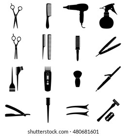 Set of icons of hairdresser tools, vector illustration