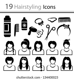 Set of icons of hairdresser's salon (vector)