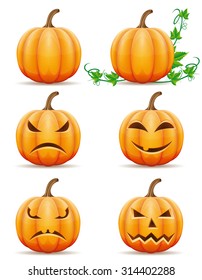 set icons halloween pumpkin vector illustration isolated on white background