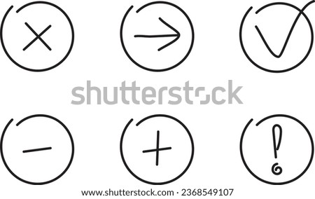 Set icons hand drawn style. Vector illustration.