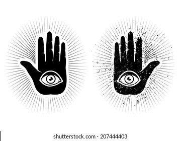 Set icons of hand and eye