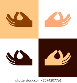 Set icons with hand gestures in various colored skin