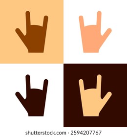 Set icons with hand gestures in various colored skin