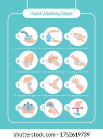 conjunto de iconos de lavado de manos Diseño de la ilustración del vector