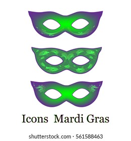 Set of icons hand-painted Carnival masks