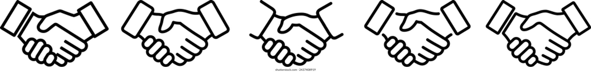 Set of icons of a handshake as a concept of support and trust or business partnership