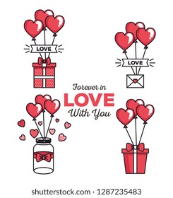 set icons of happy valentines day