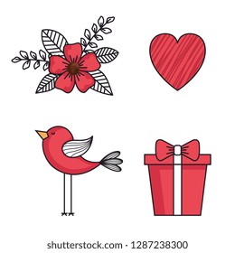 set icons of happy valentines day
