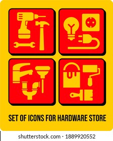 set of icons for hardware store