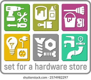 a set of icons for a hardware store