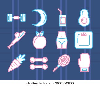 set of icons healthy lifestyle and diet