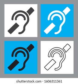 Set of icons for hearing impaired people, ear icon