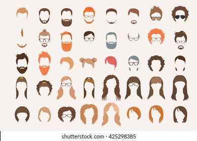 Set of icons. Hearstyle and beards.