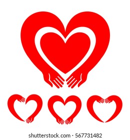 Set icons of heart hugs. Vector pattern love concept for Valentine's day