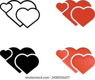 set of icons with heart line gradient