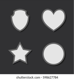 Set of icons, heart star and shield