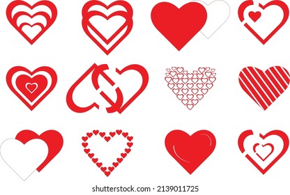 Juego de íconos con corazones 