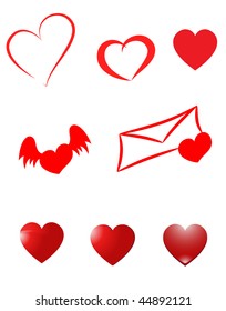 set of icons of hearts